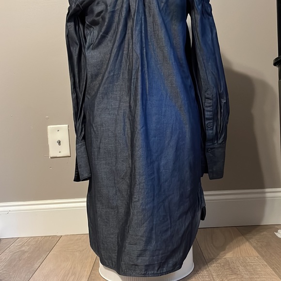 BCBGMAXAZRIA cold shoulder long sleeve button up dress dark blue XS - Picture 7 of 15